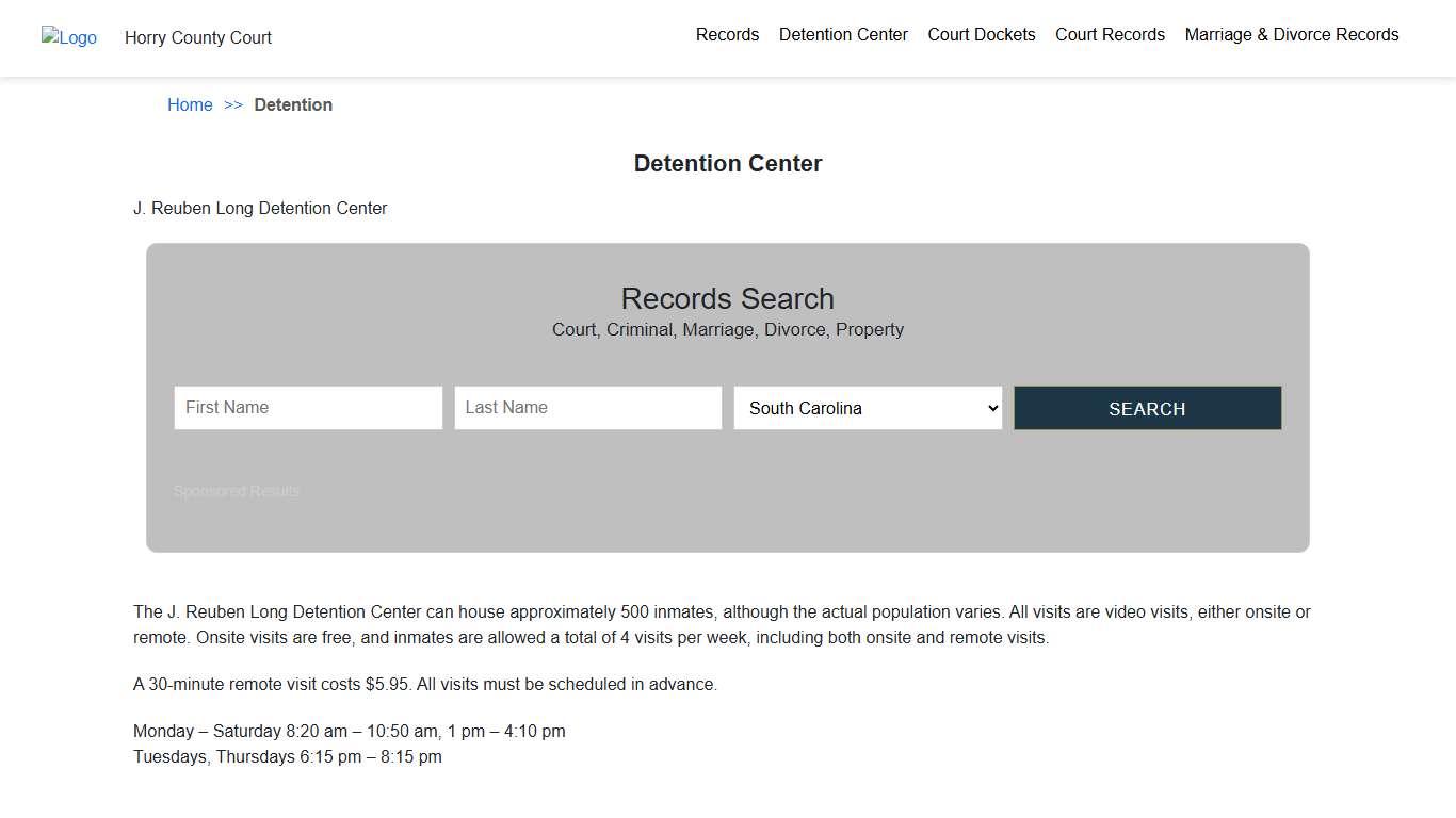 Detention Center | Horry County SC Court